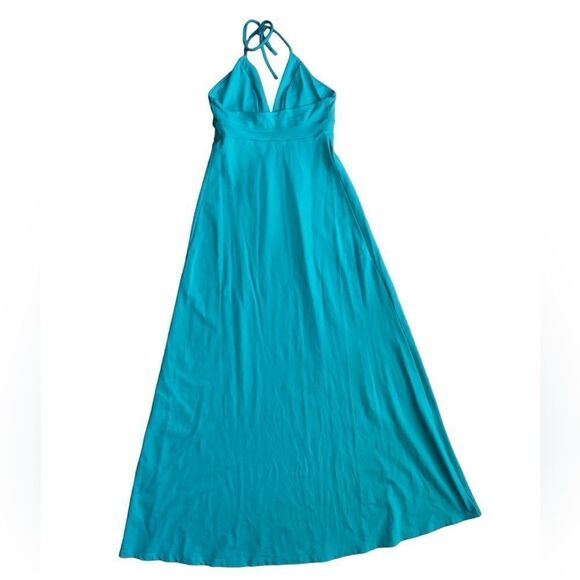 Susana Monaco Women's V Neck Tie Halter Neck Maxi Dress in St Tropez Size Small - Picture 5 of 9